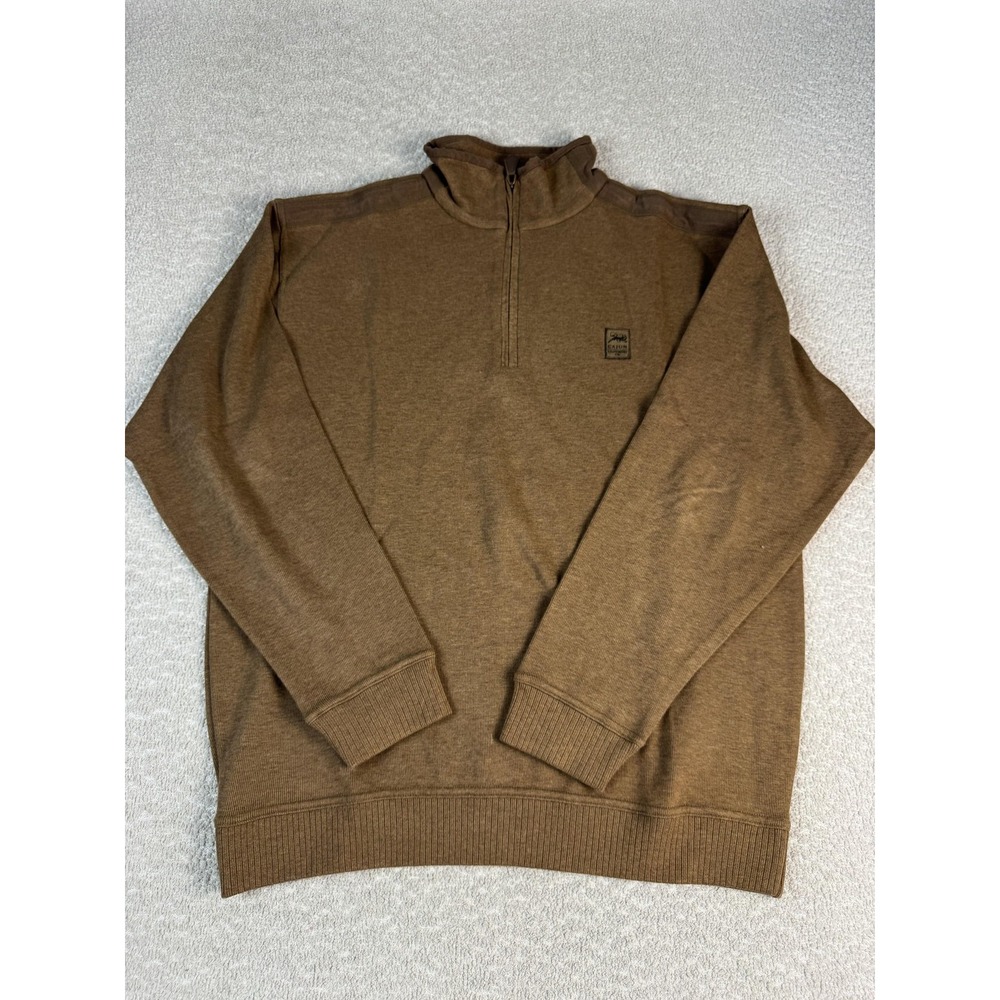 Cajun Clothing Co Sweater Mens Large Brown Quarter Zip Mock Neck Pullover‎ Knit
